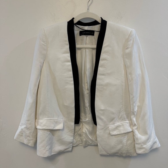 ZARA black & white tuxedo open blazer - Picture 3 of 10